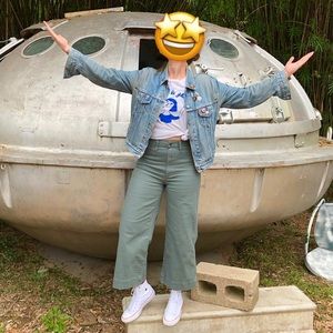 Madewell (Women's) | Emmett Wide-Leg Crop Pants in Tealish-Green